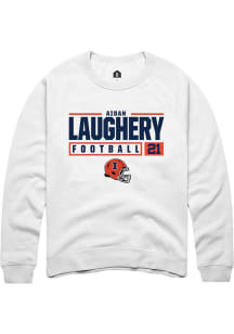 Aidan Laughery  Rally Illinois Fighting Illini Mens White NIL Stacked Box Long Sleeve Crew Sweatsh..