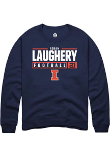 Aidan Laughery  Rally Illinois Fighting Illini Mens Navy Blue NIL Stacked Box Long Sleeve Crew Swe..