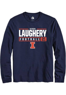 Aidan Laughery  Illinois Fighting Illini Navy Blue Rally NIL Stacked Box Long Sleeve T Shirt