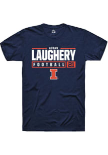 Aidan Laughery  Illinois Fighting Illini Navy Blue Rally NIL Stacked Box Short Sleeve T Shirt