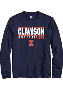 Ben Clawson  Illinois Fighting Illini Navy Blue Rally NIL Stacked Box Long Sleeve T Shirt