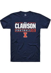 Ben Clawson  Illinois Fighting Illini Navy Blue Rally NIL Stacked Box Short Sleeve T Shirt