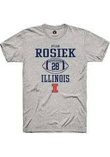 Dylan Rosiek  Illinois Fighting Illini Ash Rally NIL Sport Icon Short Sleeve T Shirt