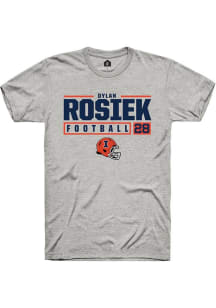 Dylan Rosiek  Illinois Fighting Illini Ash Rally NIL Stacked Box Short Sleeve T Shirt