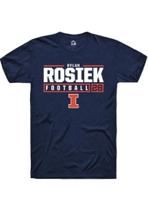 Dylan Rosiek  Illinois Fighting Illini Navy Blue Rally NIL Stacked Box Short Sleeve T Shirt