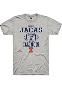 Gabriel Jacas  Illinois Fighting Illini Ash Rally NIL Sport Icon Short Sleeve T Shirt