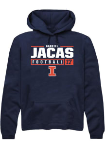 Gabriel Jacas  Rally Illinois Fighting Illini Mens Navy Blue NIL Stacked Box Long Sleeve Hoodie