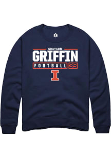 Grayson Griffin  Rally Illinois Fighting Illini Mens Navy Blue NIL Stacked Box Long Sleeve Crew Sw..
