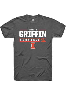 Grayson Griffin  Illinois Fighting Illini Dark Grey Rally NIL Stacked Box Short Sleeve T Shirt