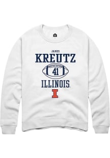 James Kreutz  Rally Illinois Fighting Illini Mens White NIL Sport Icon Long Sleeve Crew Sweatshirt