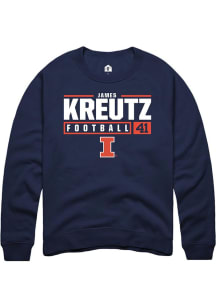 James Kreutz  Rally Illinois Fighting Illini Mens Navy Blue NIL Stacked Box Long Sleeve Crew Sweat..