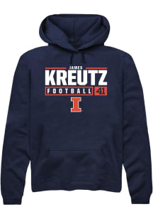 James Kreutz  Rally Illinois Fighting Illini Mens Navy Blue NIL Stacked Box Long Sleeve Hoodie