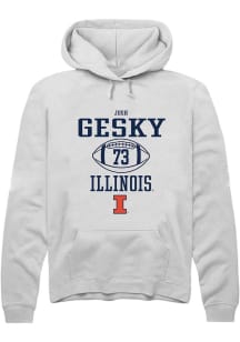 Josh Gesky  Rally Illinois Fighting Illini Mens White NIL Sport Icon Long Sleeve Hoodie