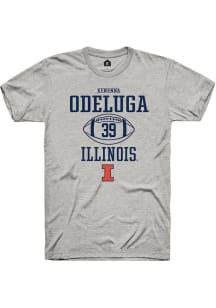 Kenenna Odeluga  Illinois Fighting Illini Ash Rally NIL Sport Icon Short Sleeve T Shirt
