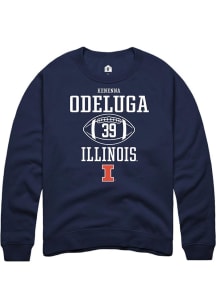 Kenenna Odeluga  Rally Illinois Fighting Illini Mens Navy Blue NIL Sport Icon Long Sleeve Crew Swe..