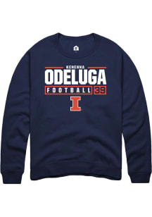 Kenenna Odeluga  Rally Illinois Fighting Illini Mens Navy Blue NIL Stacked Box Long Sleeve Crew Sw..