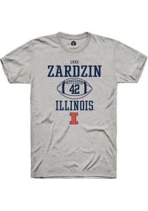 Luke Zardzin  Illinois Fighting Illini Ash Rally NIL Sport Icon Short Sleeve T Shirt