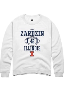 Luke Zardzin  Rally Illinois Fighting Illini Mens White NIL Sport Icon Long Sleeve Crew Sweatshirt