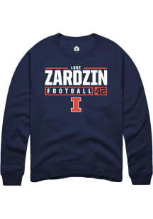 Luke Zardzin  Rally Illinois Fighting Illini Mens Navy Blue NIL Stacked Box Long Sleeve Crew Sweat..