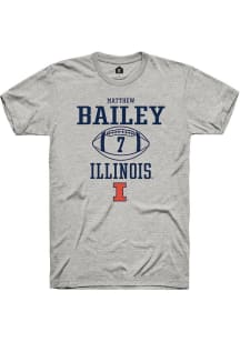Matthew Bailey  Illinois Fighting Illini Ash Rally NIL Sport Icon Short Sleeve T Shirt