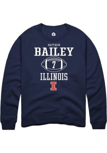 Matthew Bailey  Rally Illinois Fighting Illini Mens Navy Blue NIL Sport Icon Long Sleeve Crew Swea..