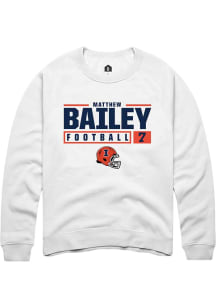 Matthew Bailey  Rally Illinois Fighting Illini Mens White NIL Stacked Box Long Sleeve Crew Sweatsh..