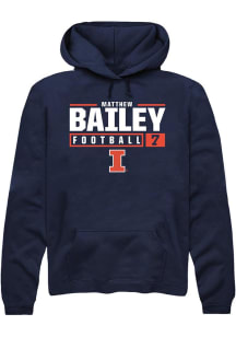 Matthew Bailey  Rally Illinois Fighting Illini Mens Navy Blue NIL Stacked Box Long Sleeve Hoodie