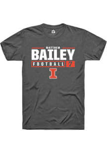 Matthew Bailey  Illinois Fighting Illini Dark Grey Rally NIL Stacked Box Short Sleeve T Shirt
