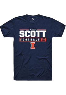 Miles Scott  Illinois Fighting Illini Navy Blue Rally NIL Stacked Box Short Sleeve T Shirt