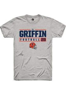 Timothy (TJ) Griffin  Illinois Fighting Illini Ash Rally NIL Stacked Box Short Sleeve T Shirt