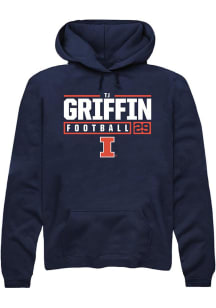 Timothy (TJ) Griffin  Rally Illinois Fighting Illini Mens Navy Blue NIL Stacked Box Long Sleeve Ho..