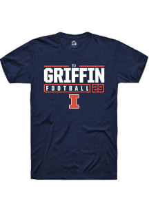 Timothy (TJ) Griffin  Illinois Fighting Illini Navy Blue Rally NIL Stacked Box Short Sleeve T Shir..
