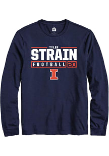 Tyler Strain  Illinois Fighting Illini Navy Blue Rally NIL Stacked Box Long Sleeve T Shirt