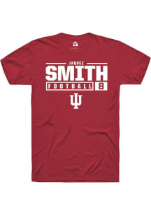 Jaquez Smith  Indiana Hoosiers Red Rally NIL Stacked Box Short Sleeve T Shirt