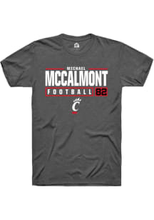 Michael McCalmont  Cincinnati Bearcats Dark Grey Rally NIL Stacked Box Short Sleeve T Shirt