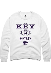 Alex Key  Rally K-State Wildcats Mens White NIL Sport Icon Long Sleeve Crew Sweatshirt