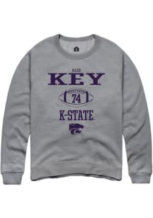 Alex Key  Rally K-State Wildcats Mens Graphite NIL Sport Icon Long Sleeve Crew Sweatshirt