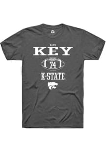 Alex Key  K-State Wildcats Dark Grey Rally NIL Sport Icon Short Sleeve T Shirt