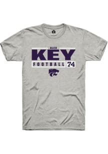 Alex Key  K-State Wildcats Ash Rally NIL Stacked Box Short Sleeve T Shirt