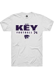 Alex Key  K-State Wildcats White Rally NIL Stacked Box Short Sleeve T Shirt