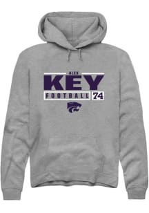 Alex Key  Rally K-State Wildcats Mens Graphite NIL Stacked Box Long Sleeve Hoodie