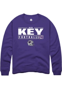 Alex Key  Rally K-State Wildcats Mens Purple NIL Stacked Box Long Sleeve Crew Sweatshirt