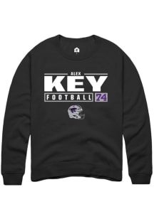 Alex Key  Rally K-State Wildcats Mens Black NIL Stacked Box Long Sleeve Crew Sweatshirt