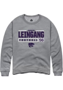 Andrew Leingang  Rally K-State Wildcats Mens Graphite NIL Stacked Box Long Sleeve Crew Sweatshirt