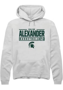 Isaline Alexander  Rally Michigan State Spartans Mens White NIL Stacked Box Long Sleeve Hoodie