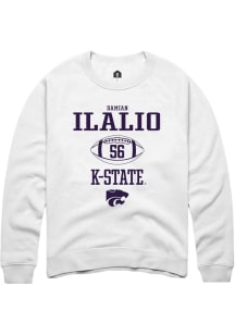 Damian Ilalio  Rally K-State Wildcats Mens White NIL Sport Icon Long Sleeve Crew Sweatshirt