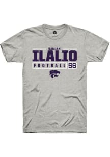 Damian Ilalio  K-State Wildcats Ash Rally NIL Stacked Box Short Sleeve T Shirt