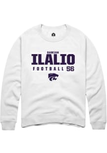 Damian Ilalio  Rally K-State Wildcats Mens White NIL Stacked Box Long Sleeve Crew Sweatshirt