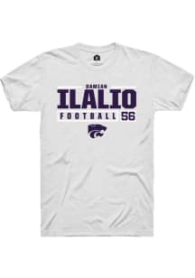 Damian Ilalio  K-State Wildcats White Rally NIL Stacked Box Short Sleeve T Shirt