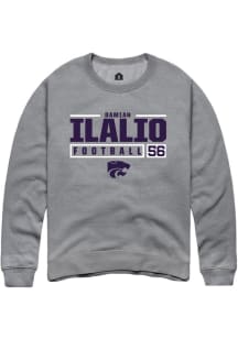 Damian Ilalio  Rally K-State Wildcats Mens Graphite NIL Stacked Box Long Sleeve Crew Sweatshirt
